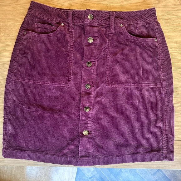 Sonoma Burgundy Corduroy Button-Front Skirt - Picture 3 of 5